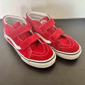 Vans Kids Red Velcro High-Top Sneakers